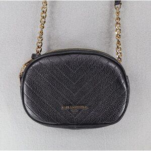 Karl Lagerfeld Paris Charlotte Crossbody Leather Black Gold‎ Chain Round Pattern